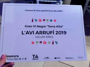 Avi Arrufí Negre: Premio de la D.O Terra Alta a uno de los mejores vinos de nuestra bodega